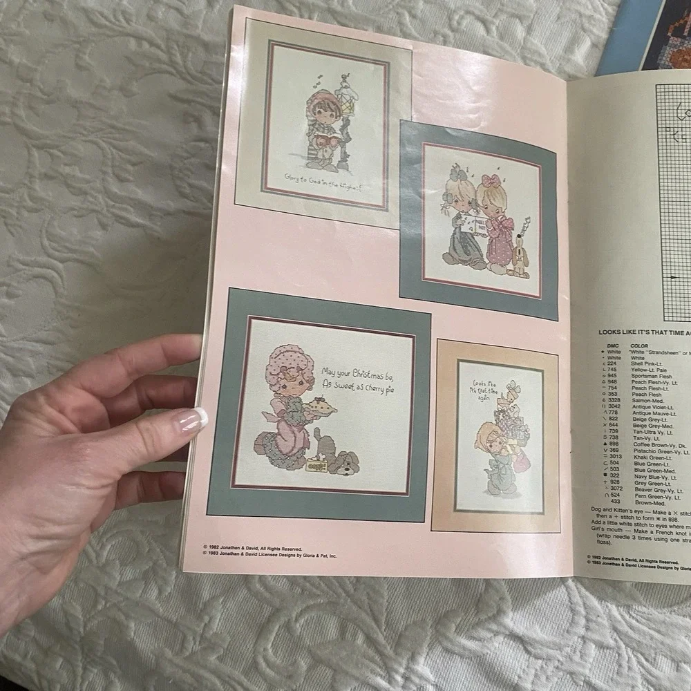 Cross Stitch LOT 4‎ Pattern Books Leaflets VTG 80s Cats Country Animals Florals